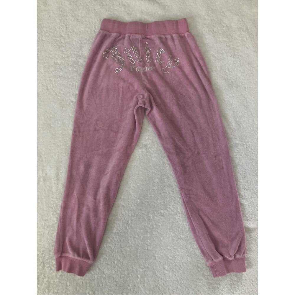 Y2K Juicy Couture Forever 21 Joggers Track Pants Pink Velour Rhinestone Medium